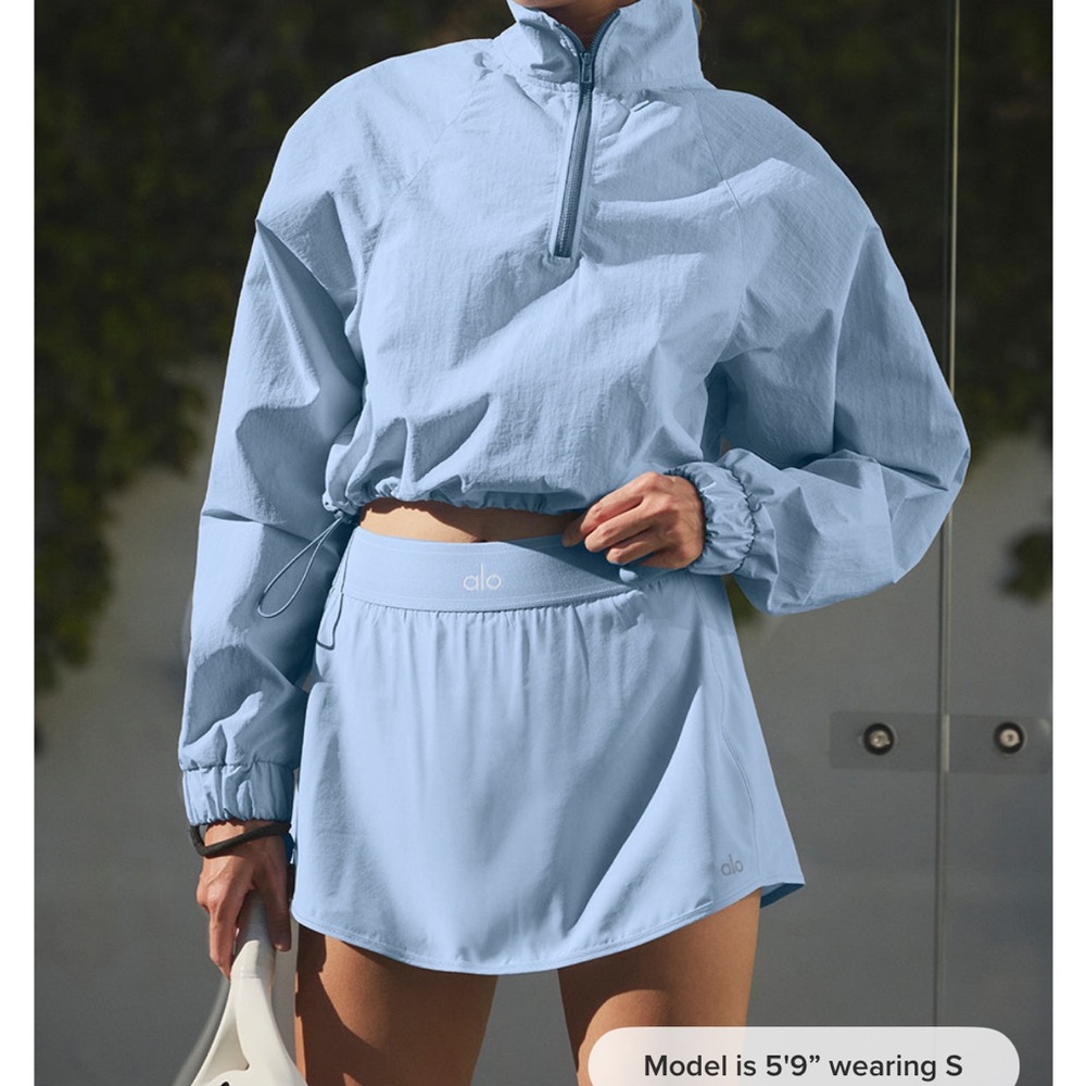 Alo Yoga Cropped 1/4 Zip alumni pullover - Seashell Blue (SOLD OUT) M - NWT